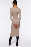 Oystergrey Long-Sleeve Midi Sweater Dress 3