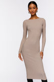 Oystergrey Long-Sleeve Midi Sweater Dress 1
