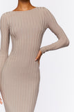 Oystergrey Long-Sleeve Midi Sweater Dress 4