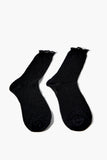 Black Ribbed Crew Socks 1