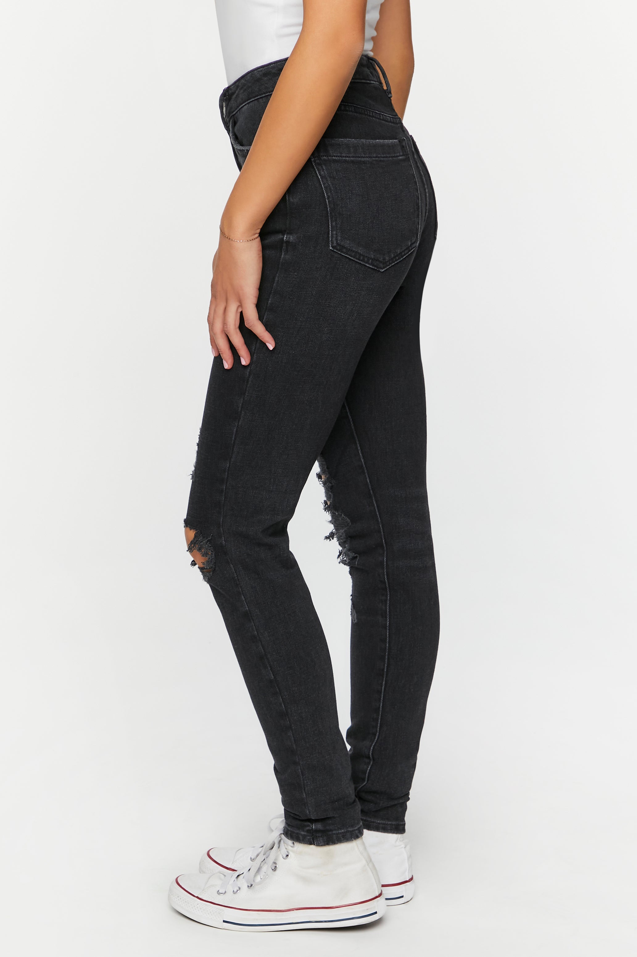 Black Hemp 10% Distressed Skinny Jeans 2