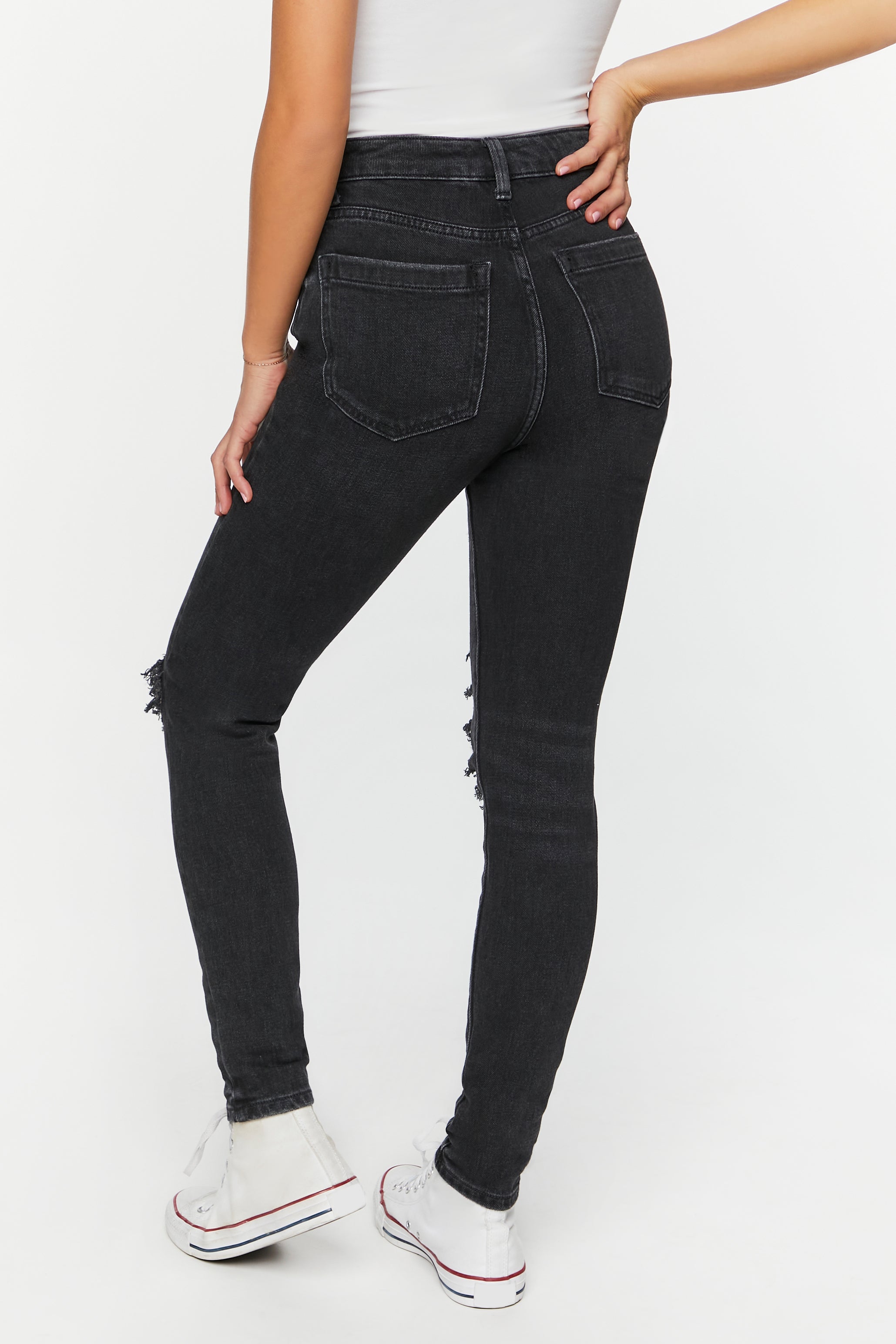 Black Hemp 10% Distressed Skinny Jeans 3