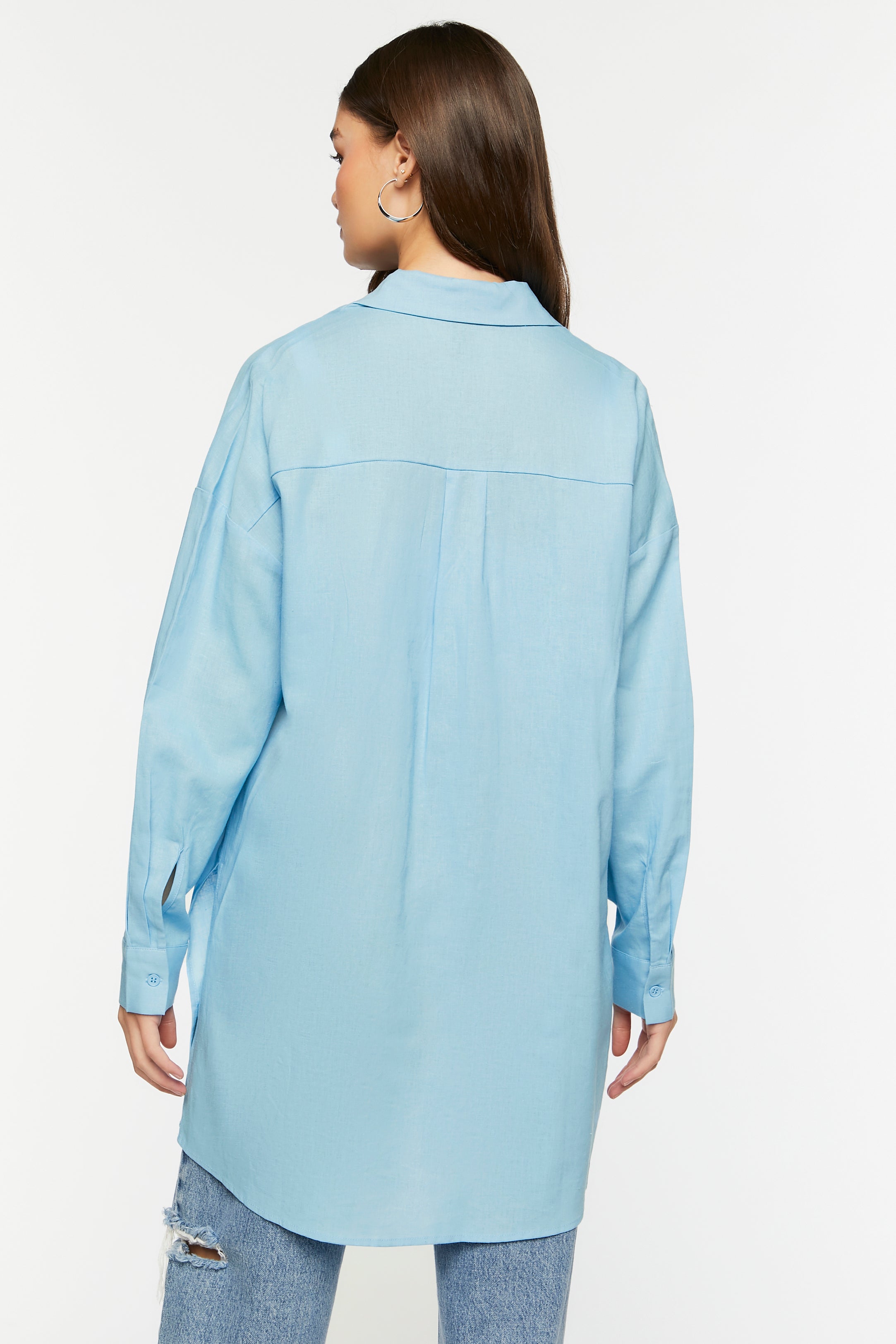 Skyblue Linen-Blend Oversized Shirt 2