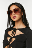 Beige/Brown Oversized Square Sunglasses