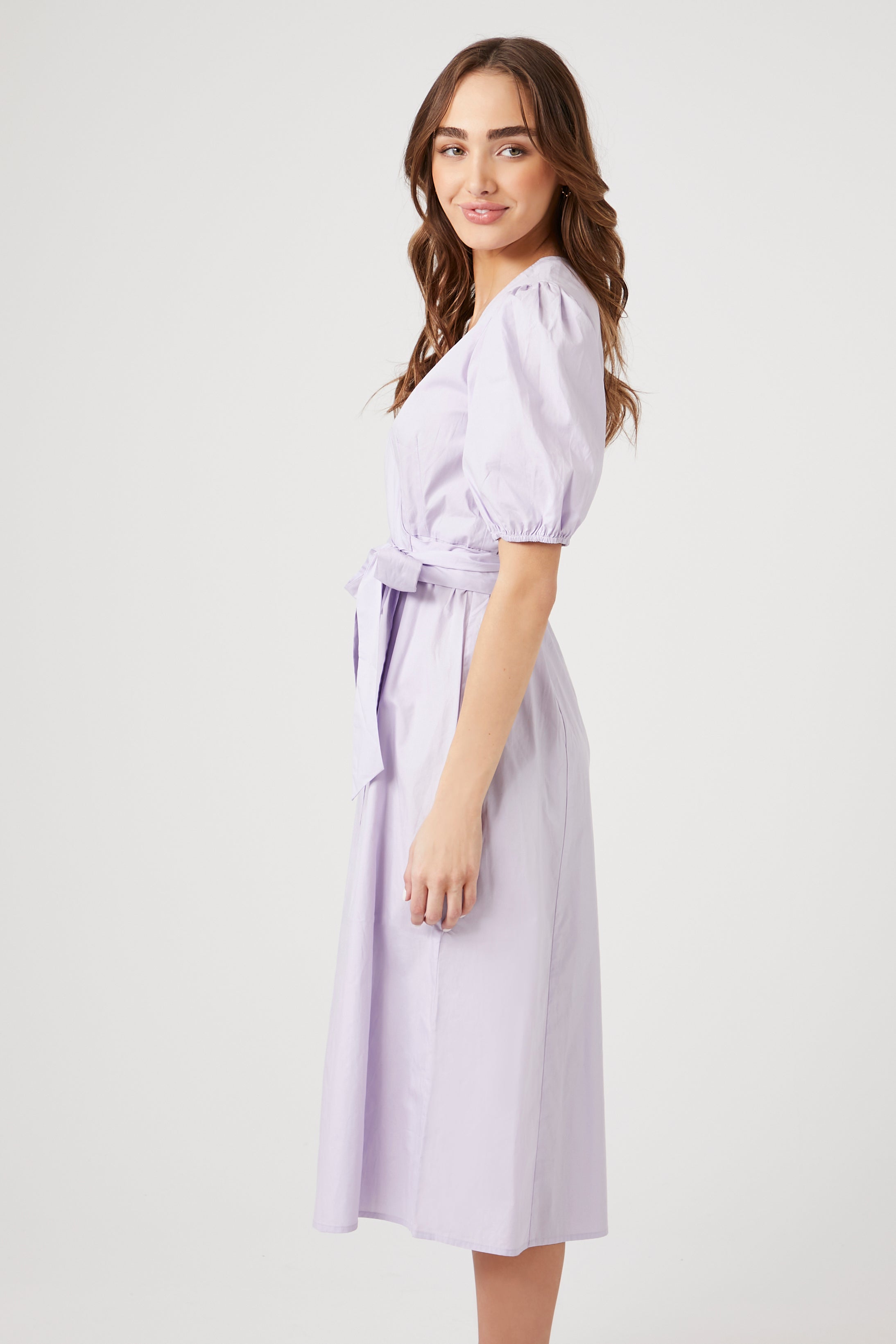 Lavender Poplin Wrap Midi Dress 1