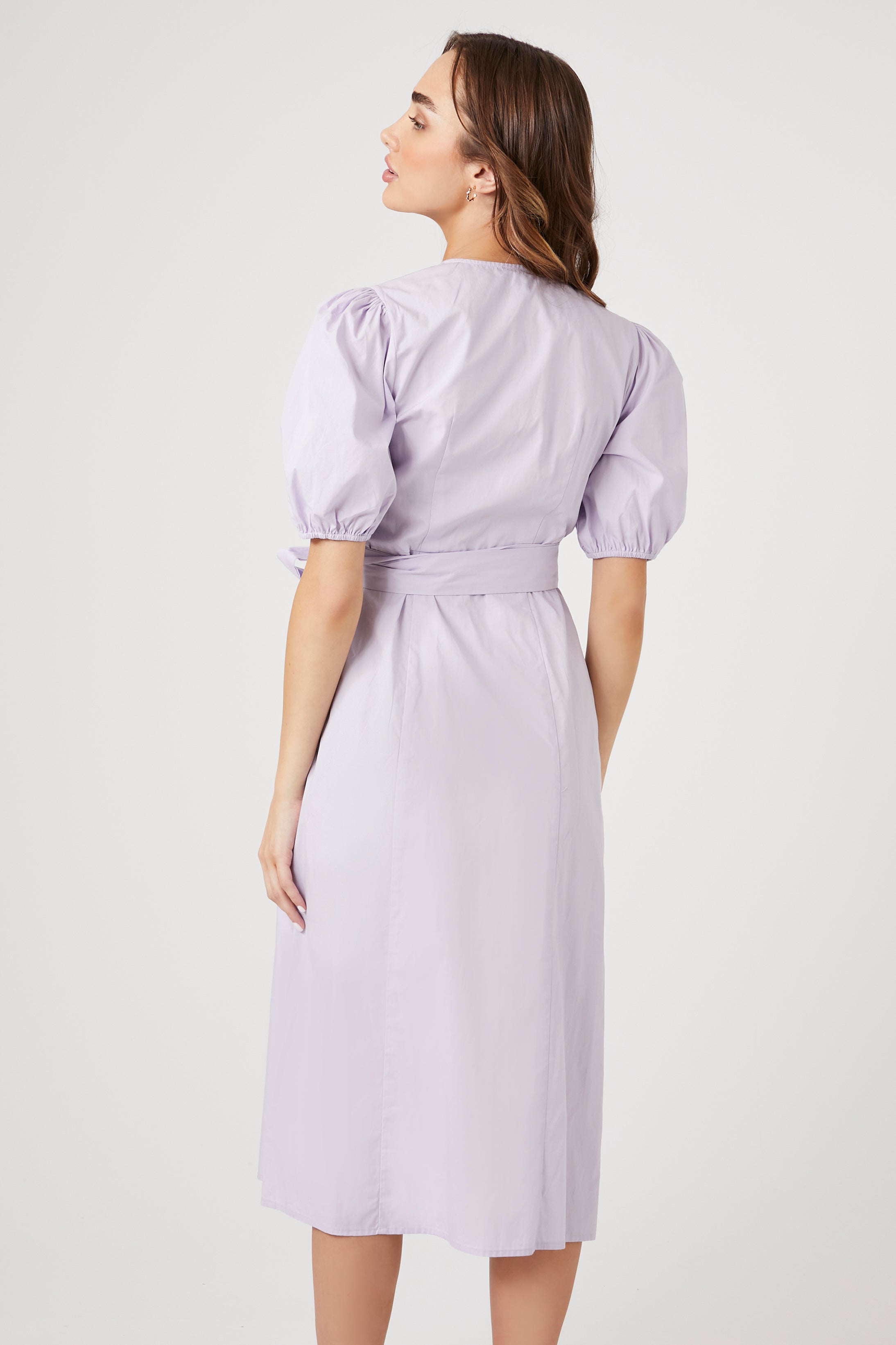 Lavender Poplin Wrap Midi Dress 2