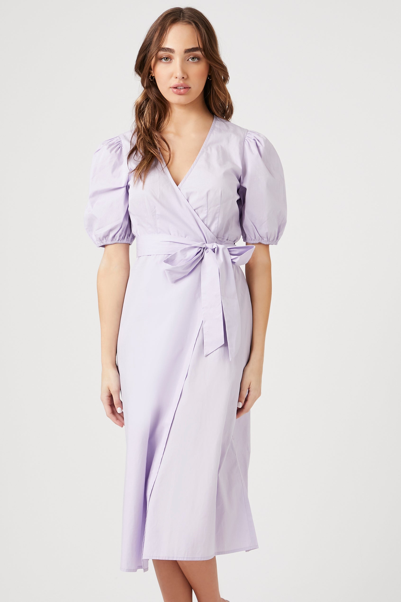 Lavender Poplin Wrap Midi Dress 3