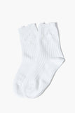 White Distressed Crew Socks 1