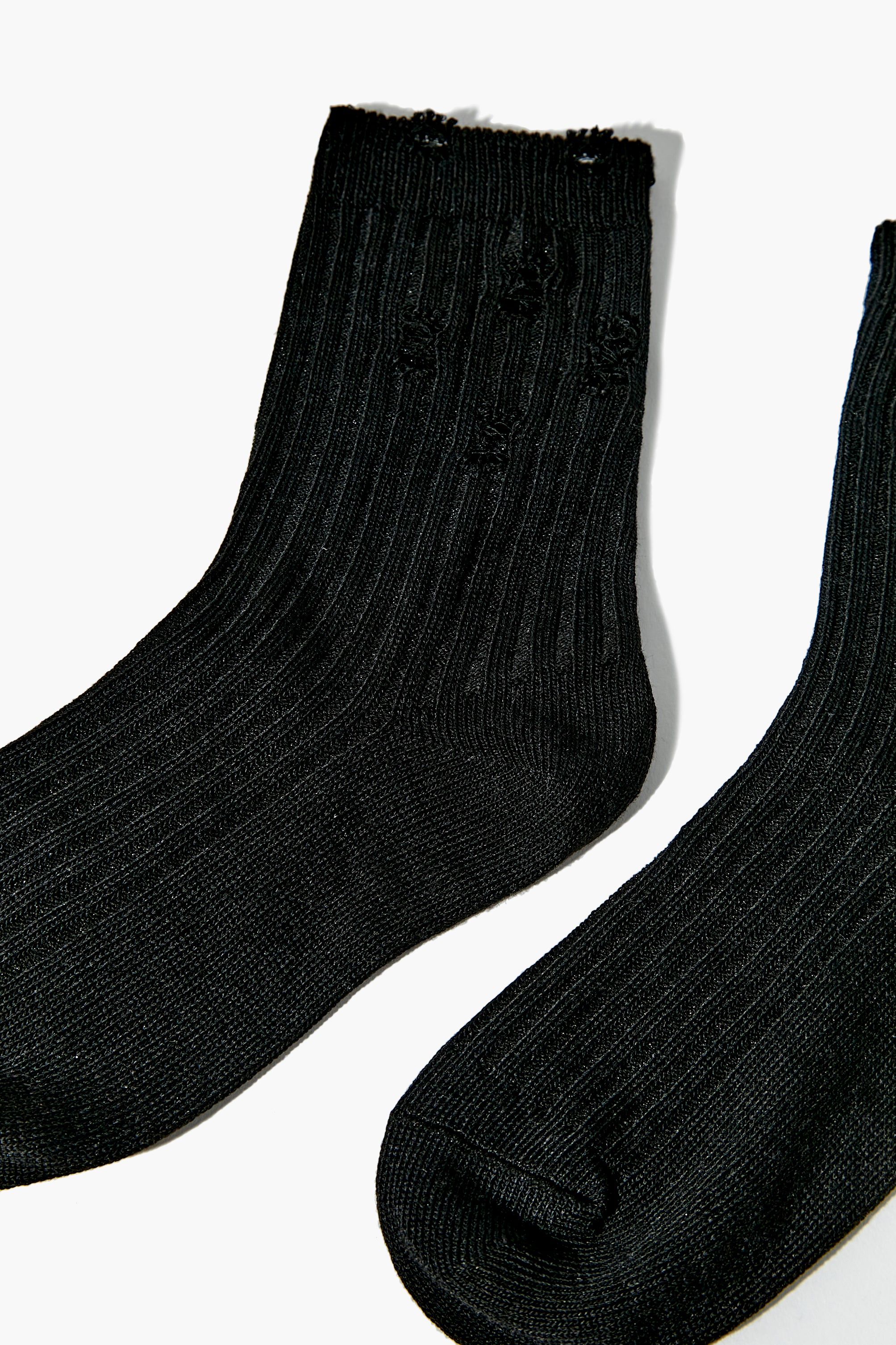Black Distressed Crew Socks 2