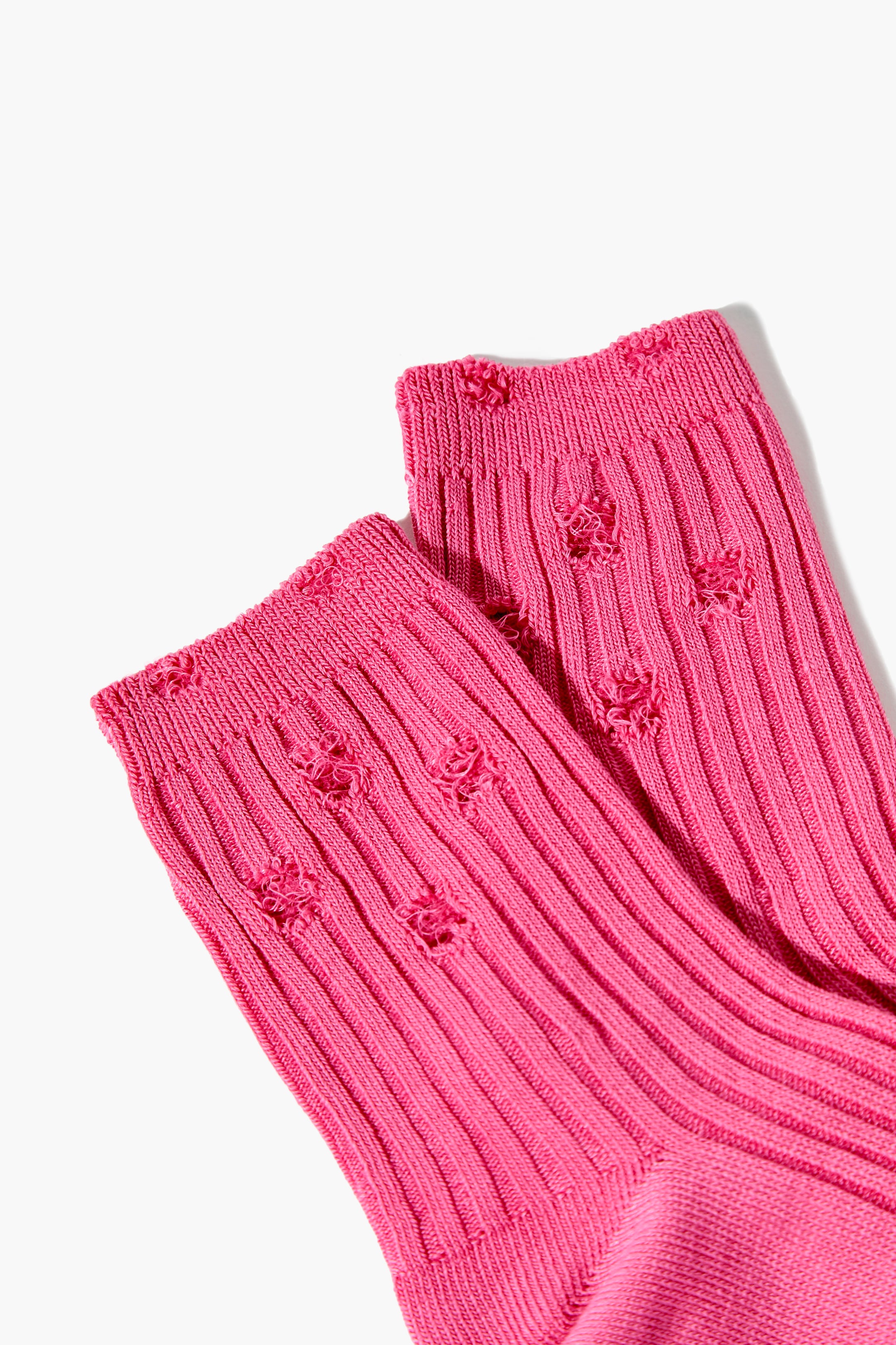 Pink Distressed Crew Socks 2