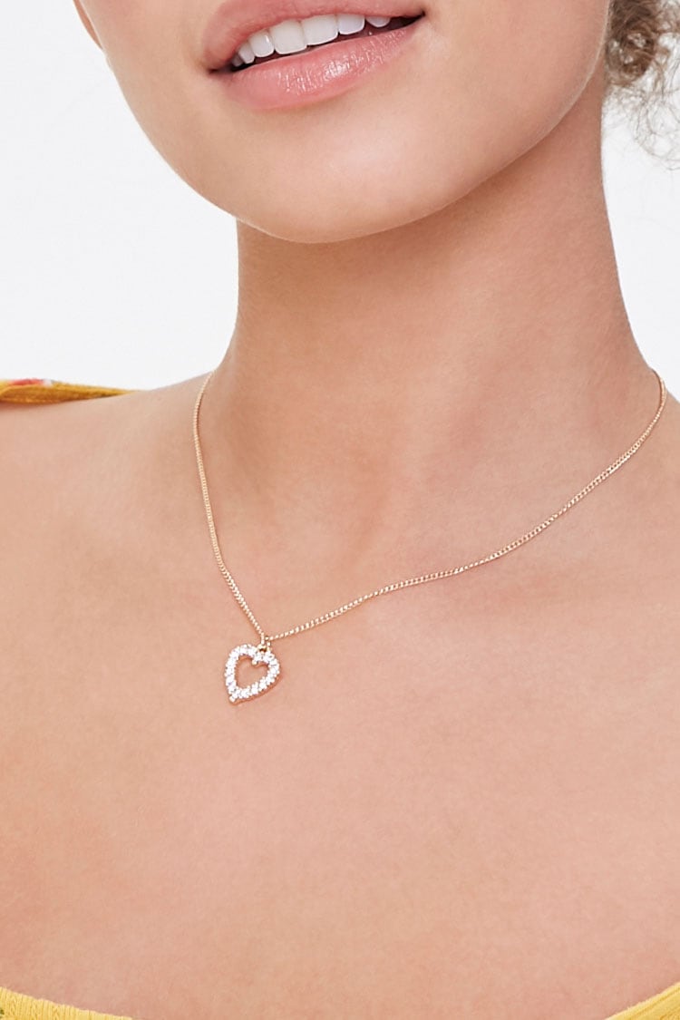 Goldclear Rhinestone Heart Necklace