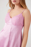Pink Satin Lace-Tiered Maxi Dress 4