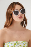 Whitebrown Cat-Eye Frame Sunglasses