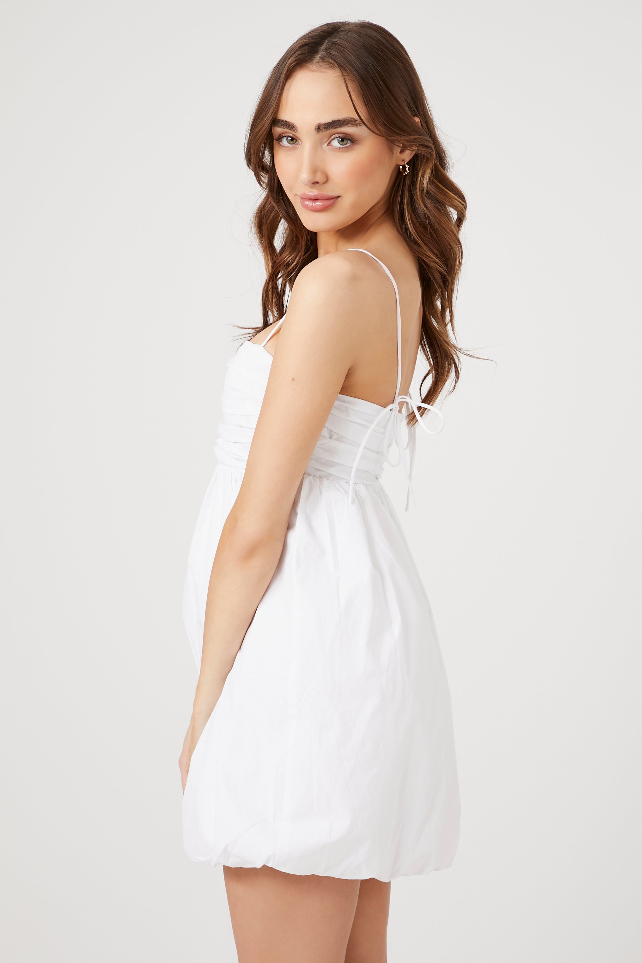 White Pleated Bubble-Hem Mini Dress 3