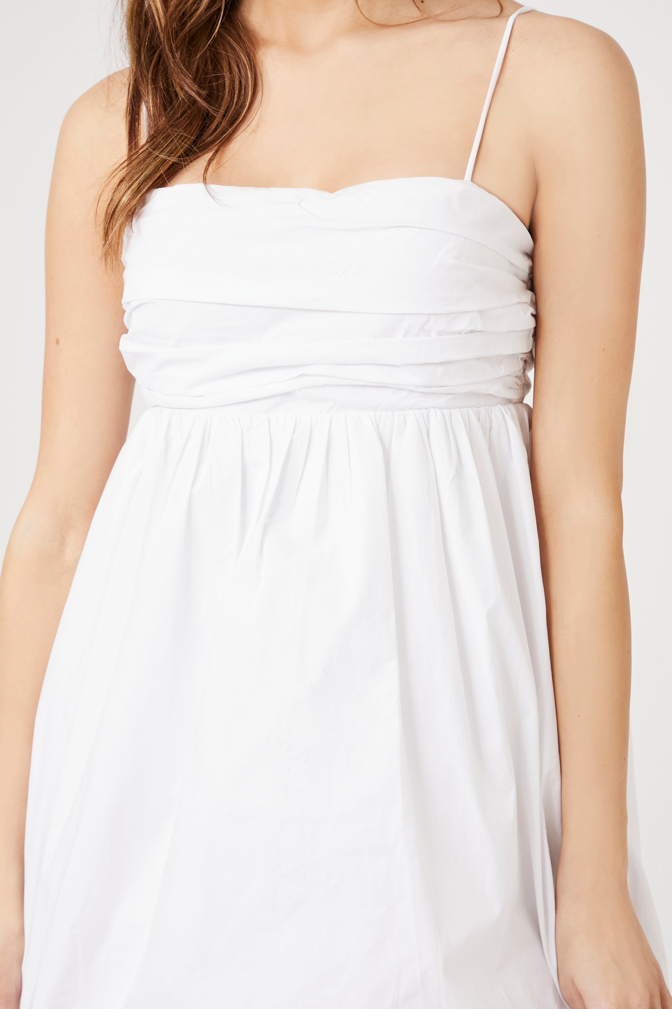 White Pleated Bubble-Hem Mini Dress 1