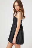 Black Pleated Bubble-Hem Mini Dress 3