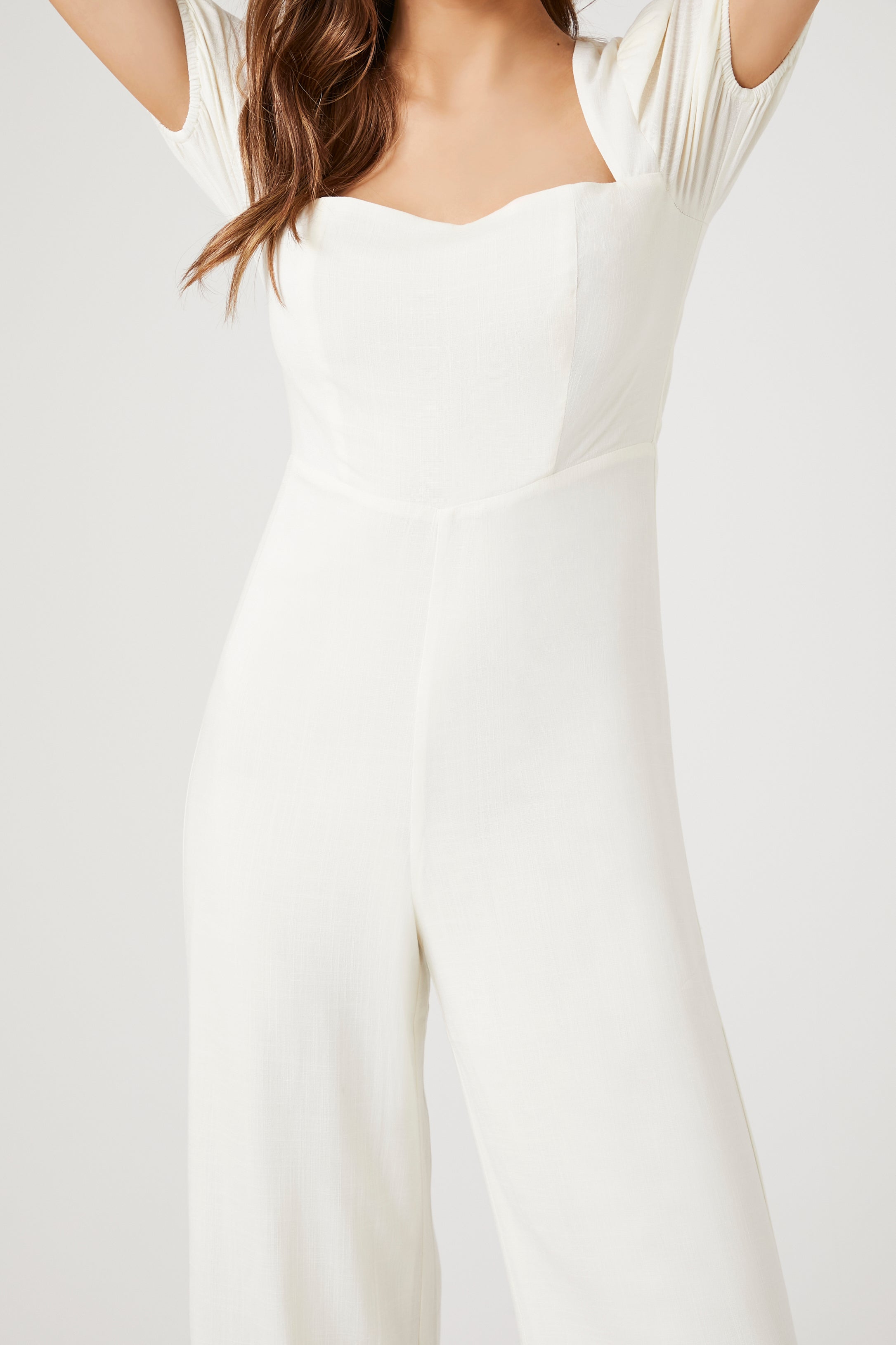 Cream Puff-Sleeve Linen Jumpsuit 4