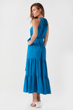 Blue belted Halter Maxi Dress 1