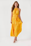 Yellow Belted Halter Maxi Dress 
