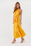 Yellow Belted Halter Maxi Dress 1