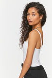 White Ribbed Half-Button Cropped Cami 1
