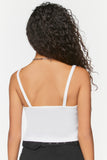 White Ribbed Half-Button Cropped Cami 2