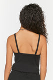 Black Ribbed Half-Button Cropped Cami 2