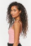 Flamingopink Ribbed Half-Button Cropped Cami 1