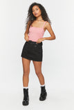 Flamingopink Ribbed Half-Button Cropped Cami 3