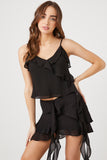 Black Layered Flounce Mini Skirt