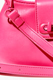 Pink Faux Leather Twist-Lock Crossbody Bag 5