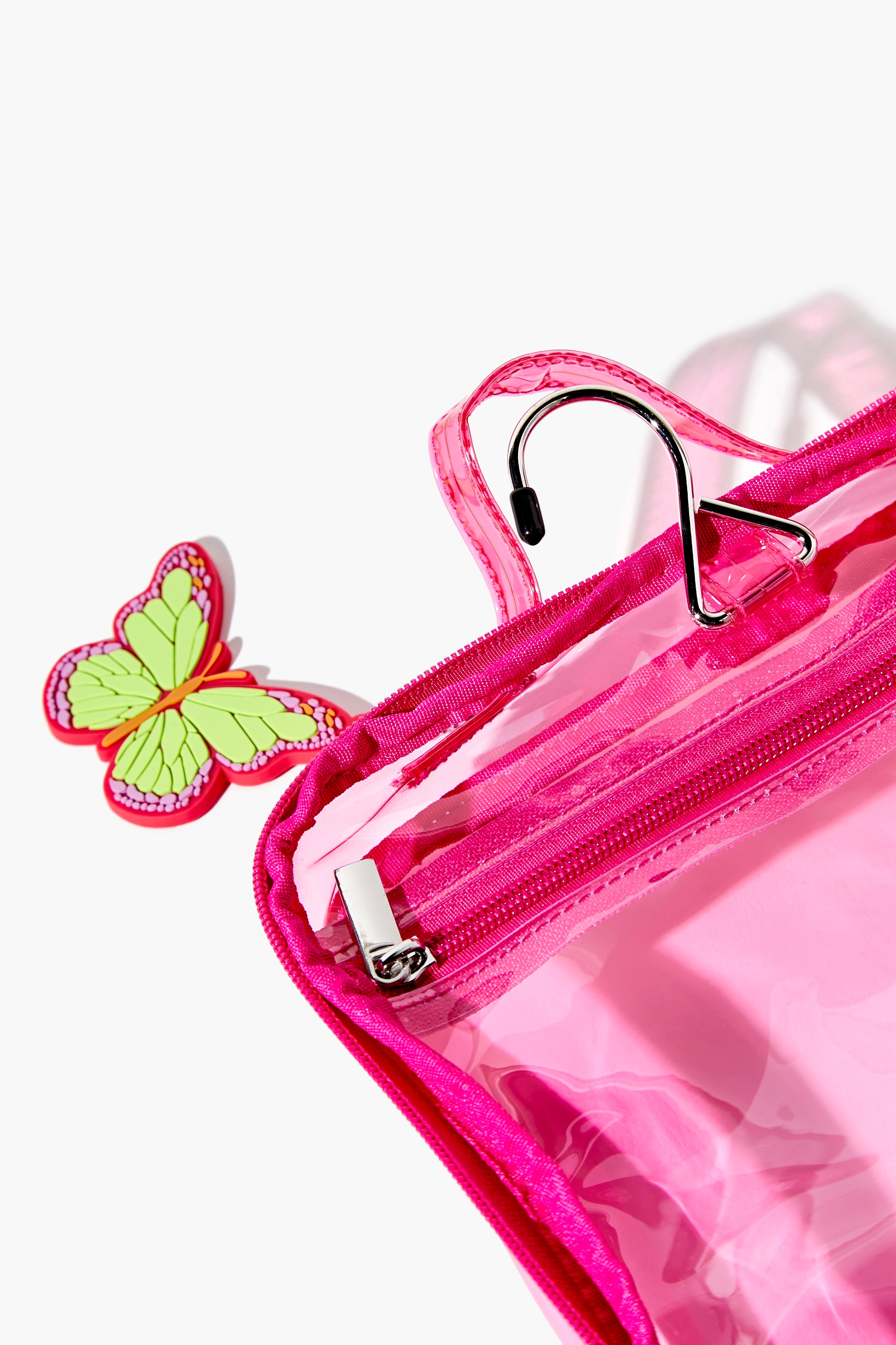Pink/multi Clear Butterfly Keychain Makeup Bag 3