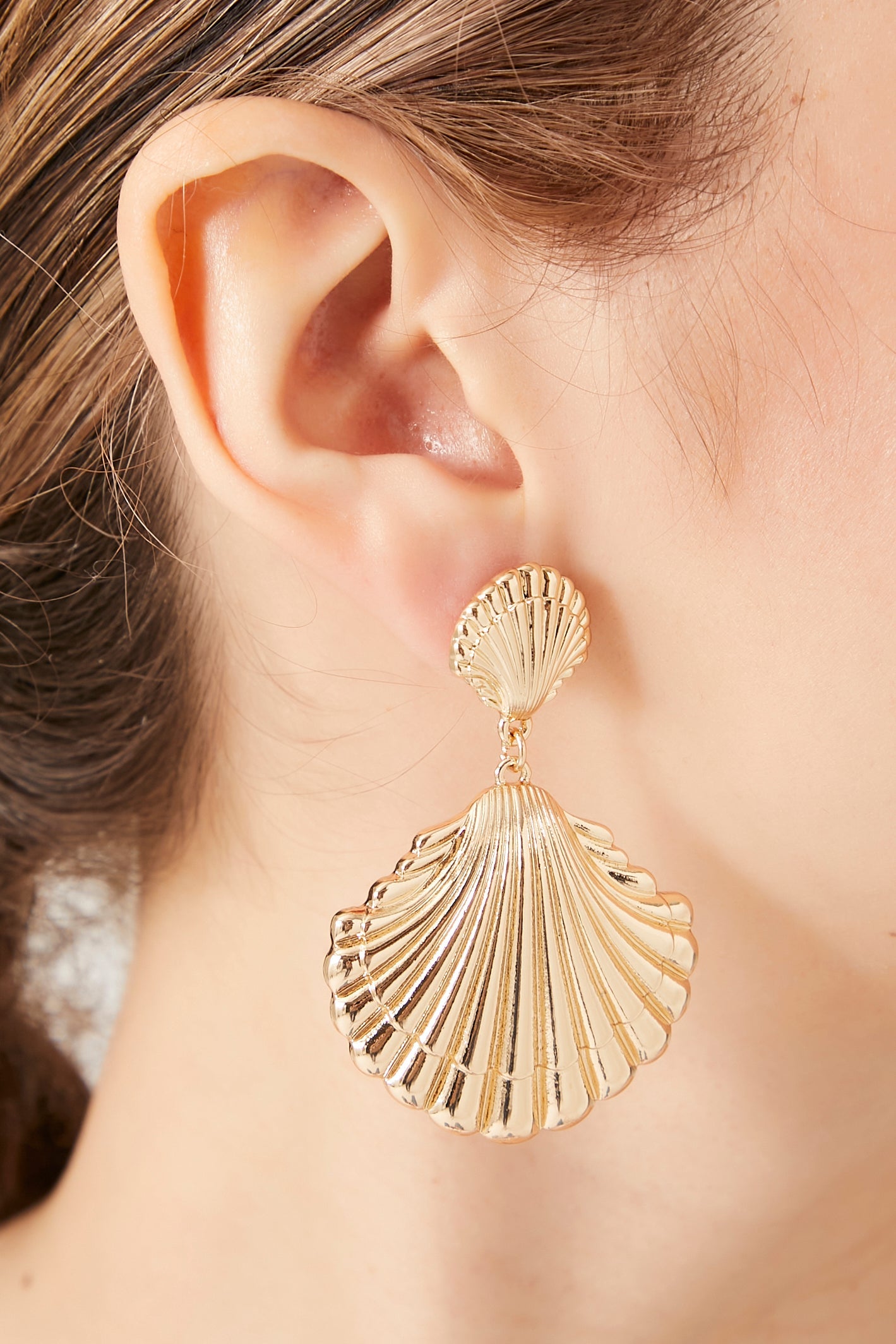 Gold Seashell Drop Earrings