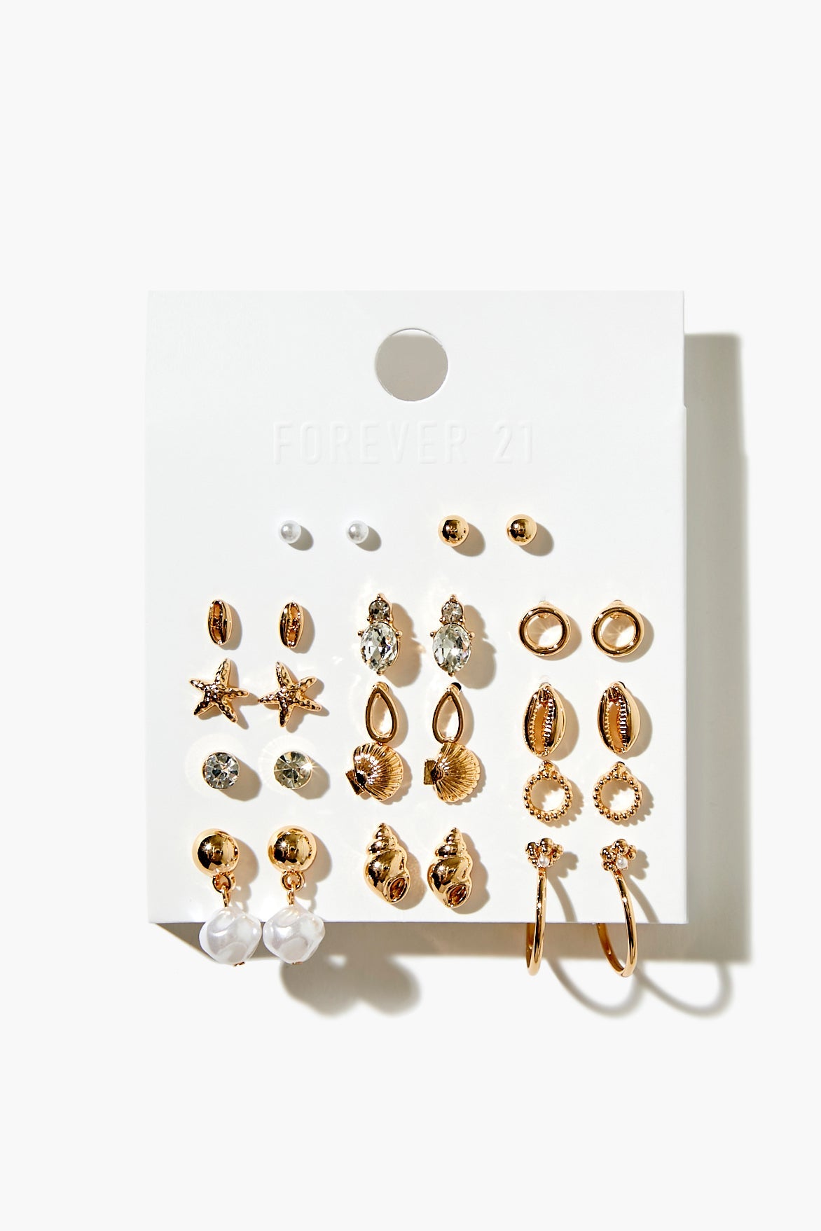 Gold/Cream Seashell Earrings Set
