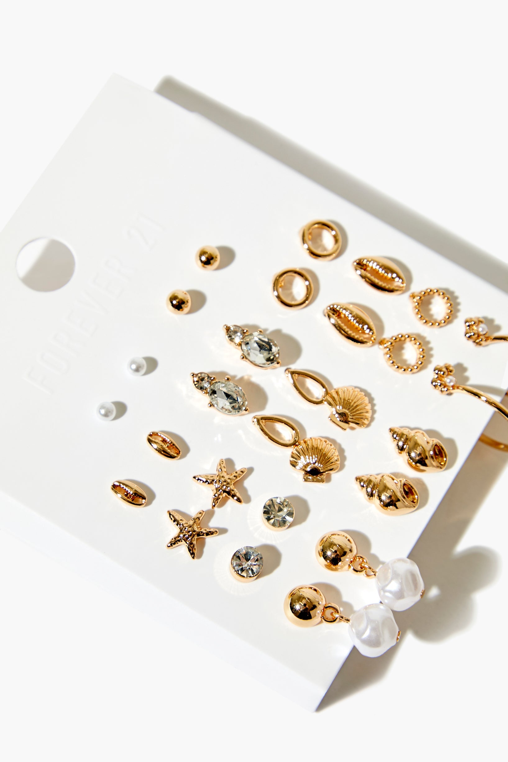 Gold/Cream Seashell Earrings Set 1