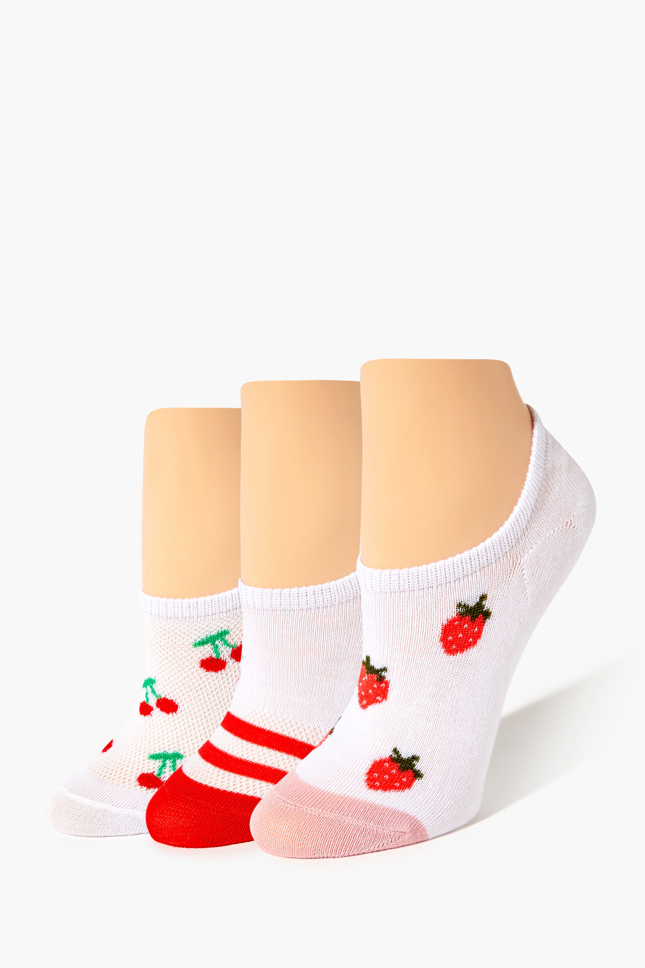 White/multi Fruit Print No-Show Sock Set - 3 Pack