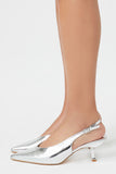 Silver Metallic Pointed-Toe Stiletto Heels 1