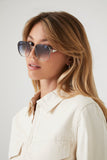 Silver/Blue Round Frame Sunglasses