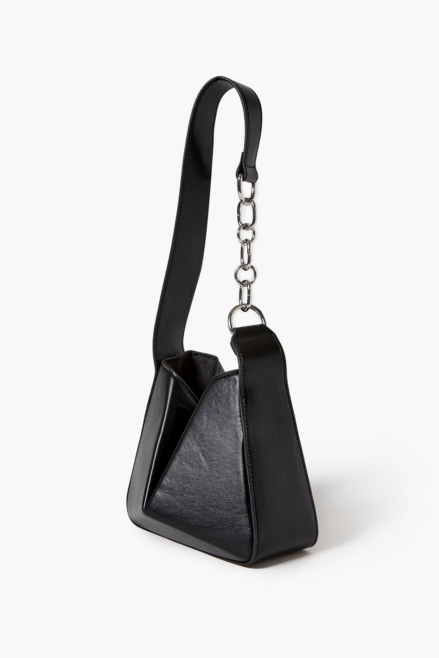 Black Asymmetrical Faux Leather Handbag 1