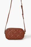 Brown Quilted Faux Leather Crossbody Bag 2