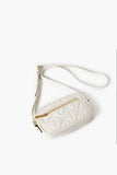 Cream Quilted Faux Leather Crossbody Bag 4