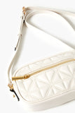 Cream Quilted Faux Leather Crossbody Bag 5