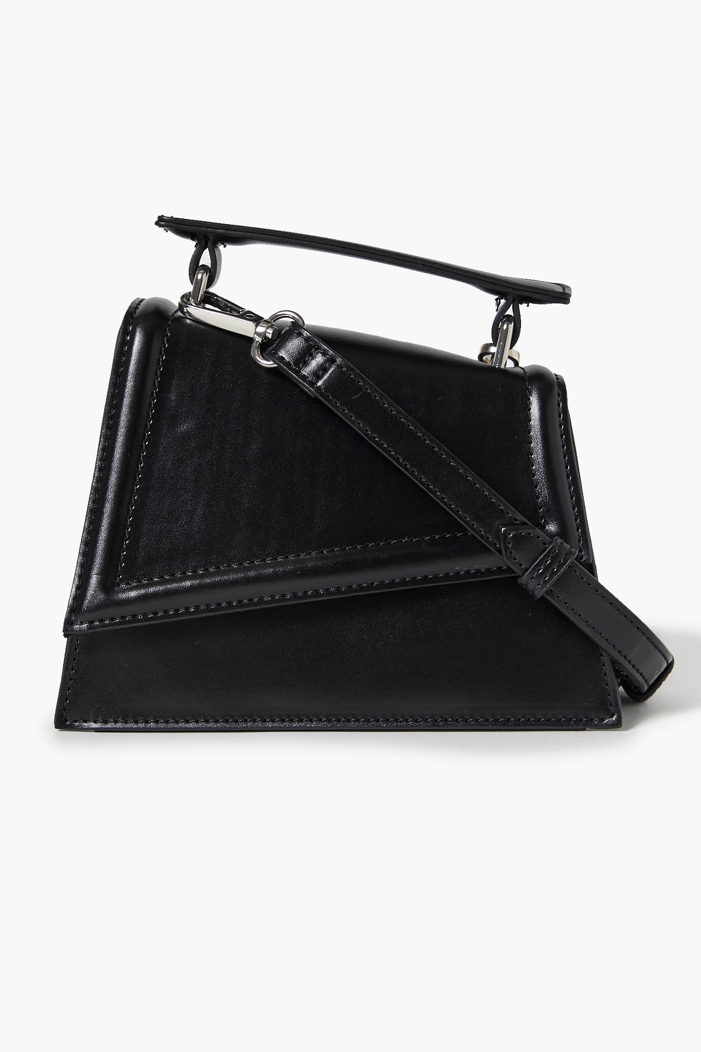 Black Asymmetrical Faux Leather Crossbody Bag 4