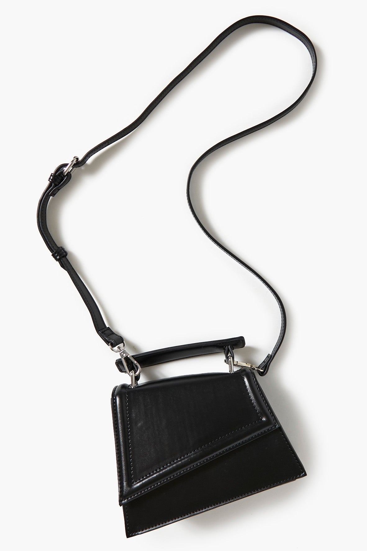 Black Asymmetrical Faux Leather Crossbody Bag 5