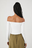 White Sweater-Knit Off-the-Shoulder Top 2