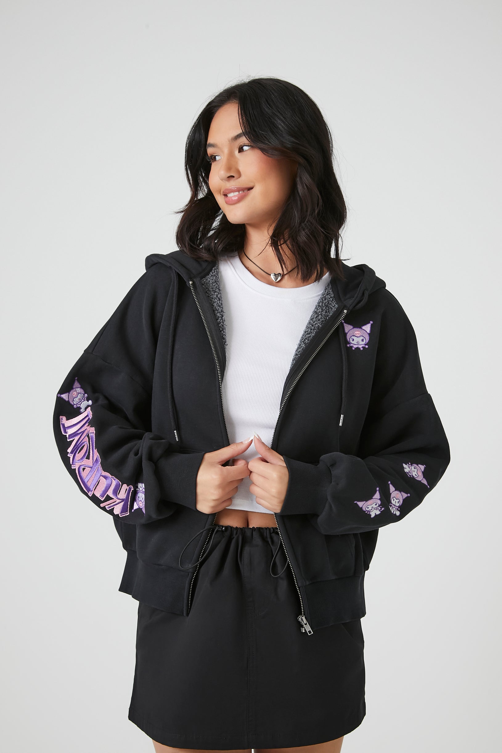 Shop For Kuromi Graphic Zip-Up Hoodie