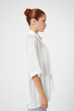 White/White Striped Short-Sleeve Shirt 1