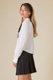 White/Black Uniform Chiffon Bow Shirt 1