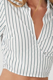 White/Navy Pinstriped Wrap Shirt 4