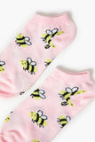 Pink/Multi Bee Graphic Ankle Socks 1